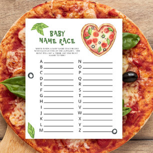 Pizza baby shower - Baby name race game