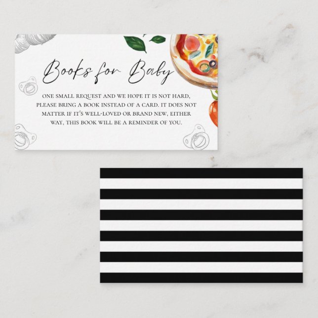 Pizza Baby Shower Book Request Enclosure Card (Front/Back)