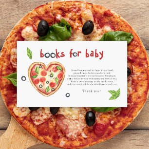 pizza baby shower - books for baby ticket enclosure card