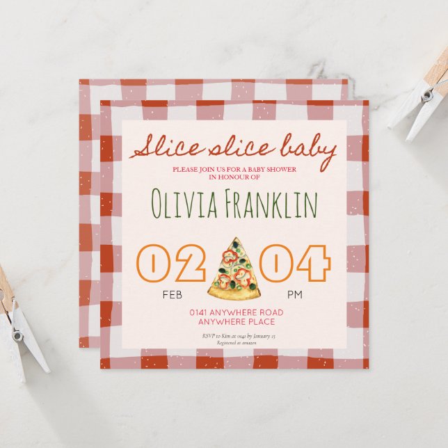 pizza baby shower invitation (Front/Back In Situ)