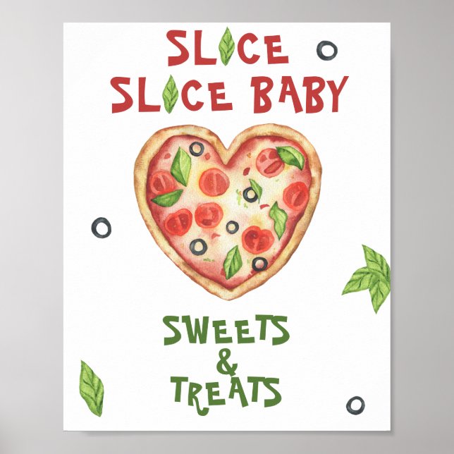 pizza baby shower - sweets and treats poster (Front)