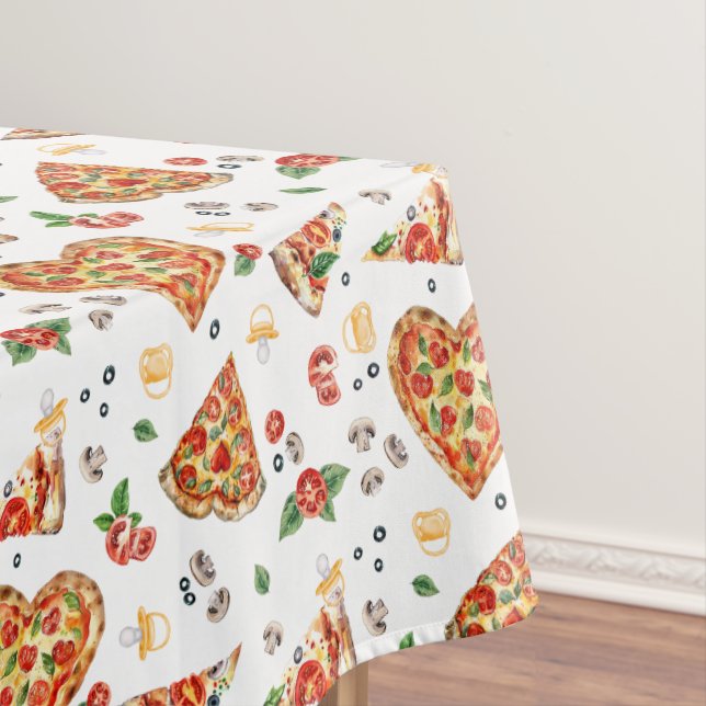 Pizza Baby Shower Tablecloth – Pizza and Pacifiers (In Situ)