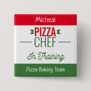 Pizza baking team- personalised 15 cm square badge