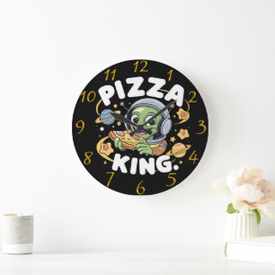 Pizza Beats: Cartoon Character Grooving With Headp Large Clock