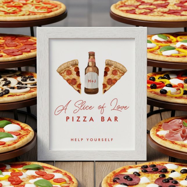 Pizza & Beer Couples Shower Pizza Bar Sign (Creator Uploaded)