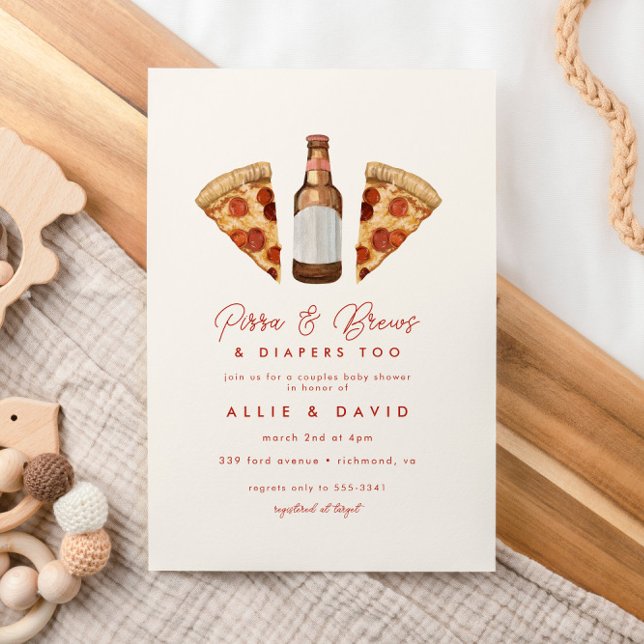Pizza & Beer Diapers Casual Couples Baby Shower In Invitation (Creator Uploaded)
