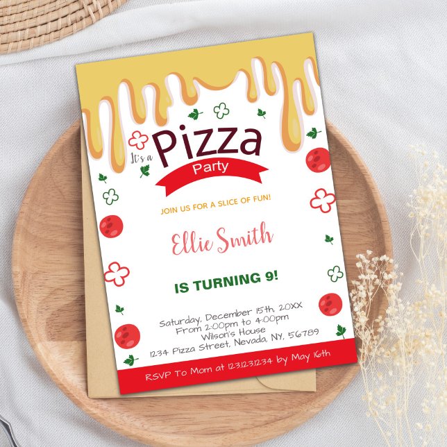 Pizza Birthday Invitation, Pizza Party Invitation (Extra Cheese Pizza Birthday Invitations)