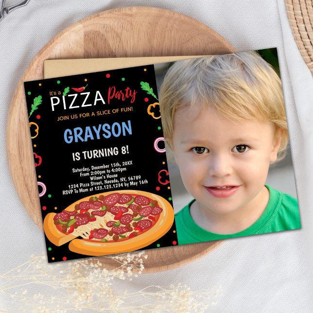 Pizza Birthday Invitation with photo (Pizza Birthday Invitations with photo)