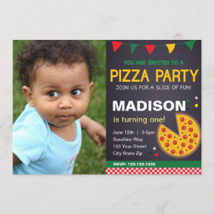 Pizza Birthday Invitation with Photo