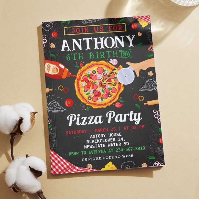Pizza Birthday Party Editable Invitation (Pizza Birthday Party Editable Invitation)