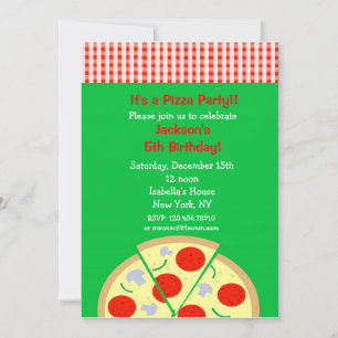 Pizza Birthday Party Invitations