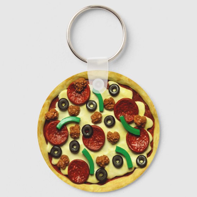 Pizza Birthday Party Key Ring (Front)