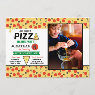PIZZA Birthday Party Making Chef Fun Food Photo Invitation