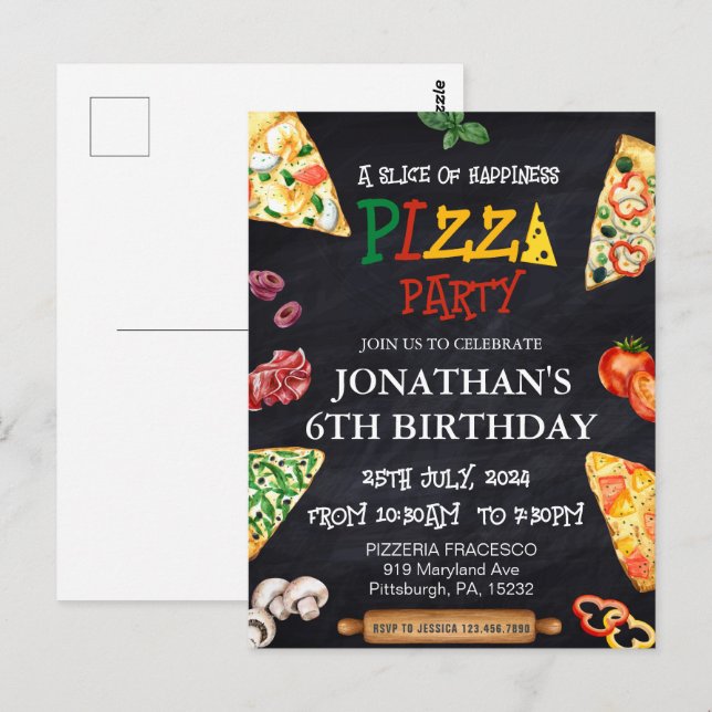 Pizza Birthday party  Postcard (Front/Back)
