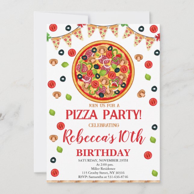 Pizza Birthday Party, Slice of Fun Birthday Invitation (Front)
