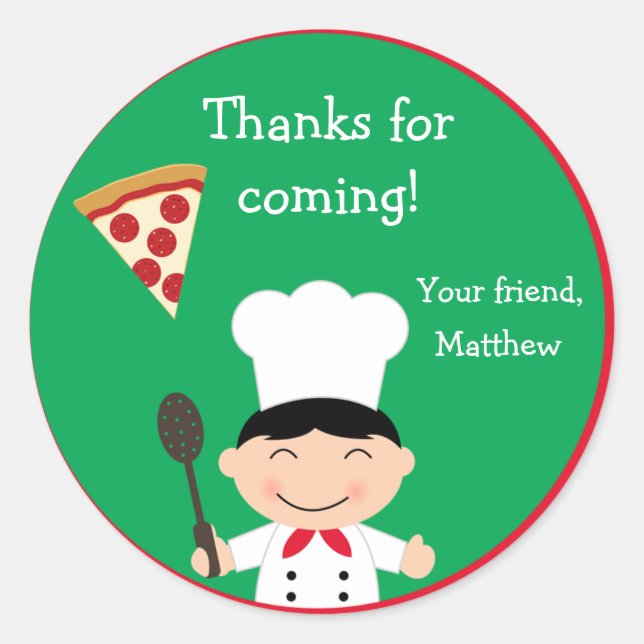 Pizza Birthday Party Sticker (Front)