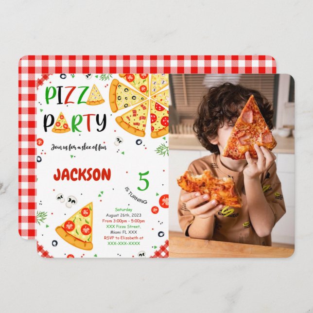 Pizza Birthday Photo invitation (Front/Back)