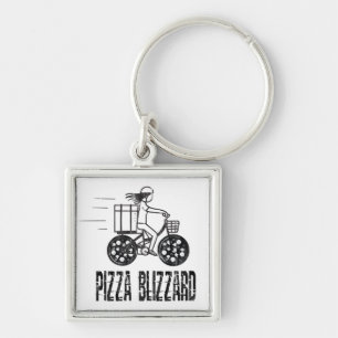 Pizza Blizzard Bike Courier Driver Key Ring