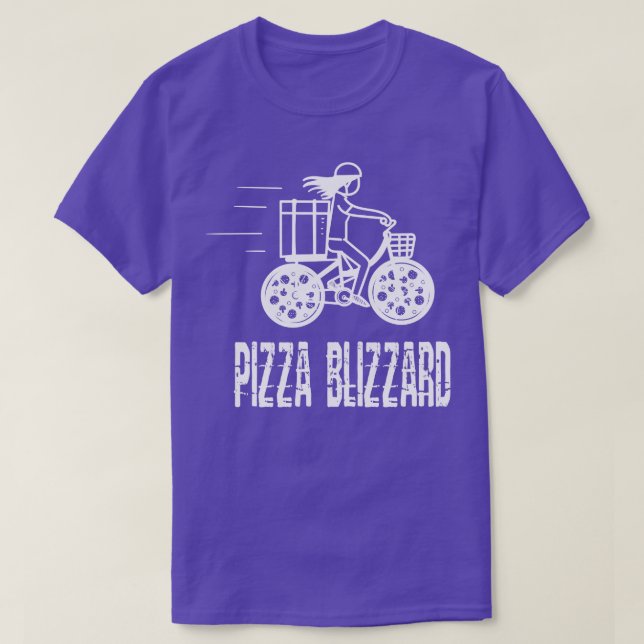 Pizza Blizzard Bike Courier Driver Service T-Shirt (Design Front)