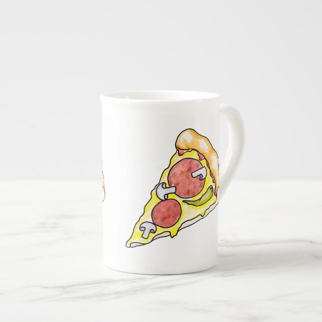 Pizza Bone China Mug (Front Right)