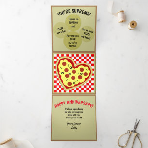 Pizza Box Puns Anniversary Valentine Tri-Fold Card