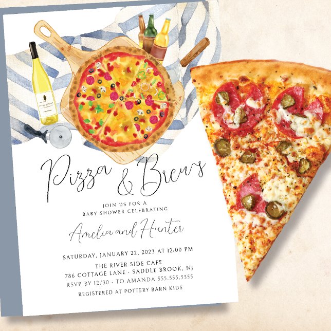 Pizza & Brew Couples Baby Shower Invitation (Creator Uploaded)