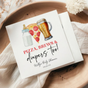 Pizza Brews and Diapers Too! Baby Shower Napkin