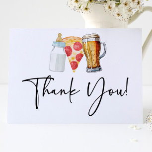 Pizza Brews and Diapers Too! Baby Shower Thank You Card