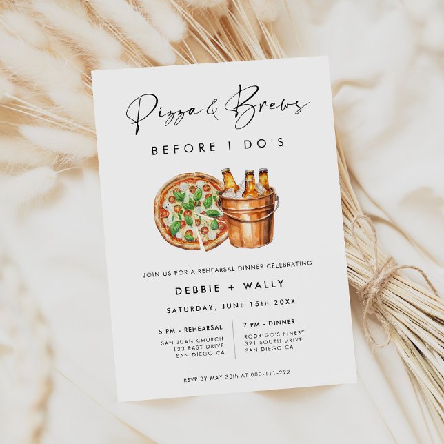 Pizza & Brews Before I Do's Rehearsal Dinner Invitation (Creator Uploaded)