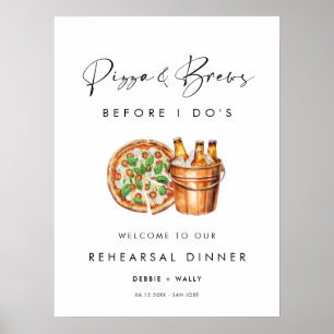 Pizza & Brews Before I Do's Rehearsal Dinner Poster