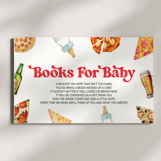 Pizza Brews Diapers Too Baby Shower Books For Baby Enclosure Card (Creator Uploaded)