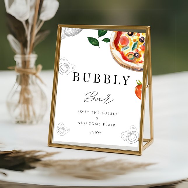 Pizza Bubbly Bar Tabletop Sign Poster (Pizza Bubbly Bar Tabletop Sign Poster)