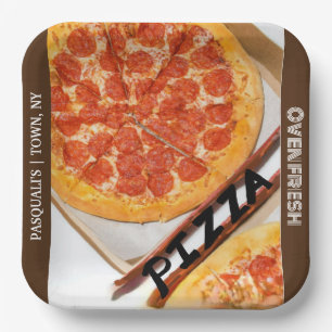 Pizza Business White Brown Paper Plate