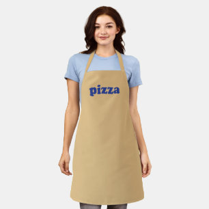 Pizza camel tan blue modern typography funny apron