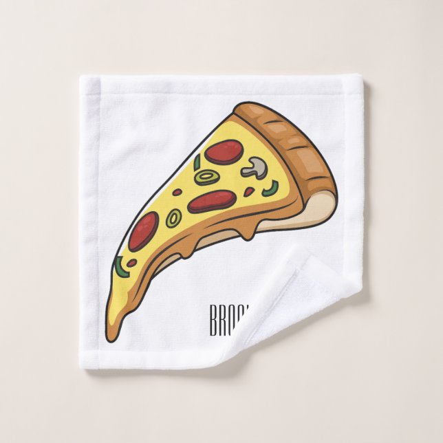 Pizza cartoon illustration  bath towel set (Wash Cloth)