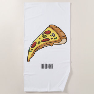 Pizza cartoon illustration beach towel