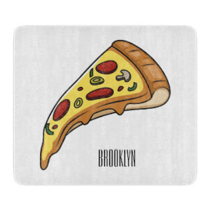 Pizza cartoon illustration cutting board