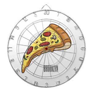 Pizza cartoon illustration dartboard