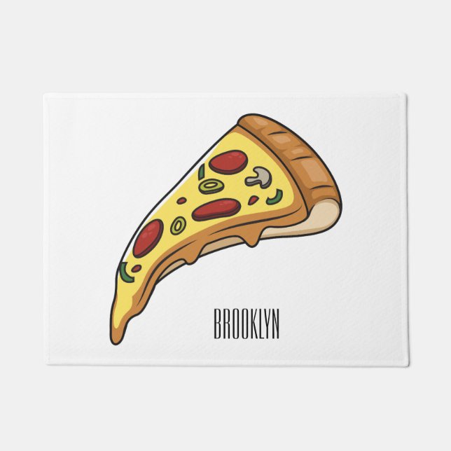 Pizza cartoon illustration  doormat (Front)