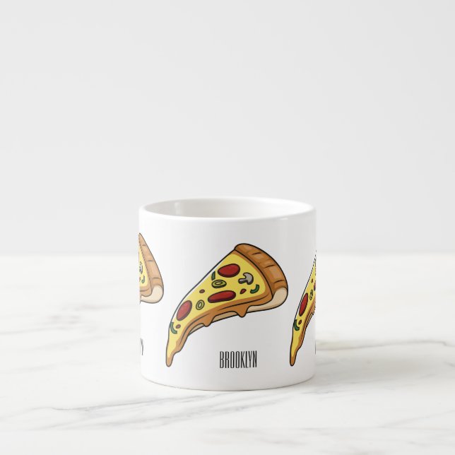 Pizza cartoon illustration  espresso cup (Front)