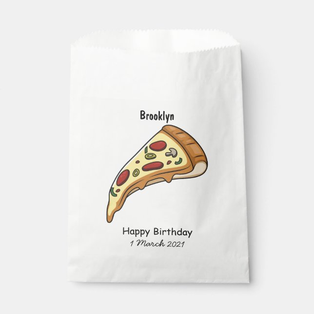 Pizza cartoon illustration  favour bag (Front)