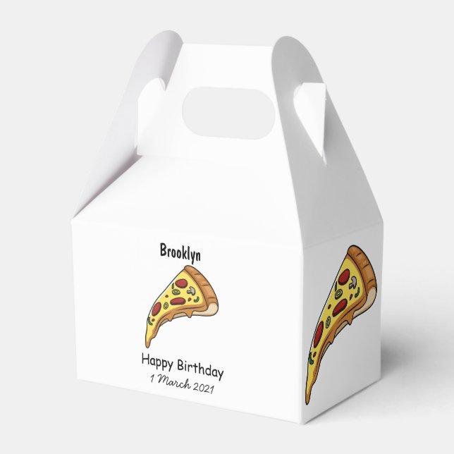 Pizza cartoon illustration favour box (Front Side)