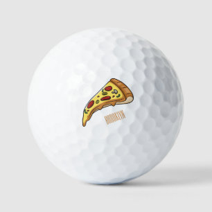 Pizza cartoon illustration golf balls
