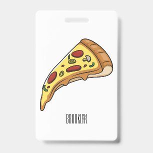 Pizza cartoon illustration ID badge