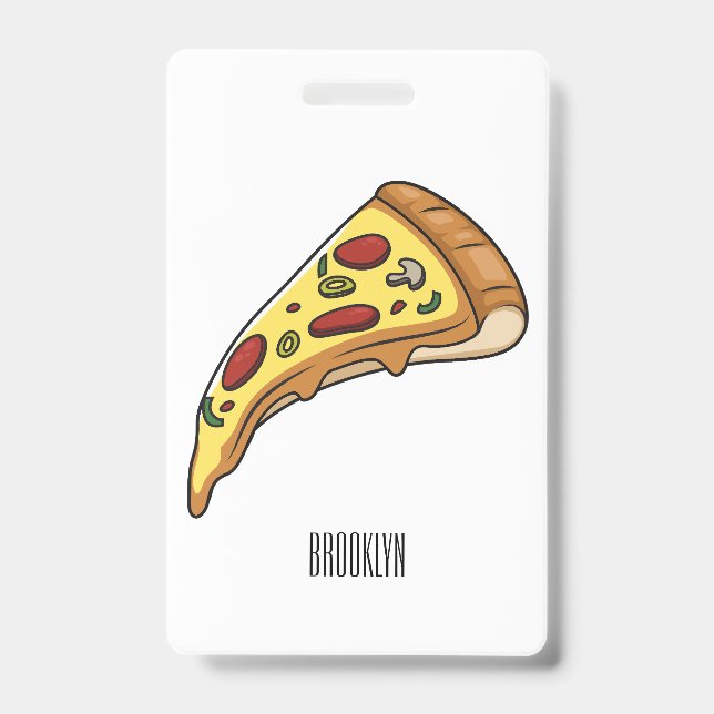 Pizza cartoon illustration ID badge (Front)