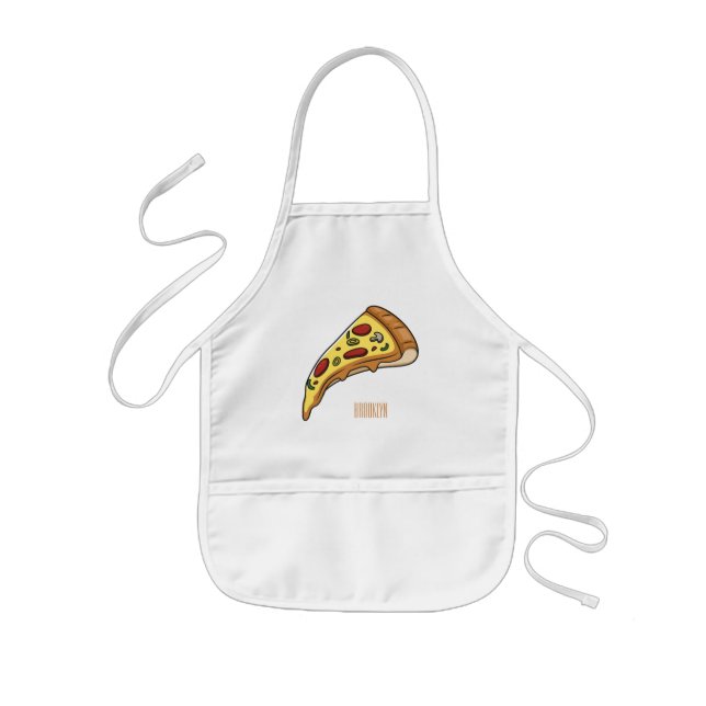 Pizza cartoon illustration kids apron (Front)