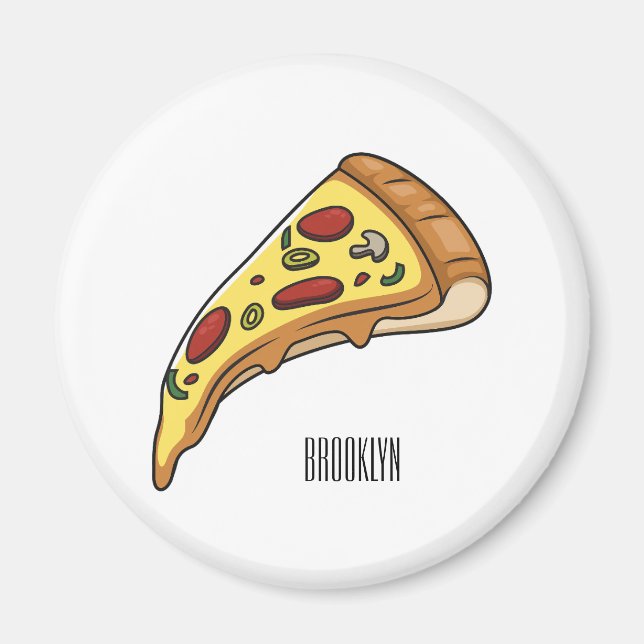 Pizza cartoon illustration  magnet (Front)