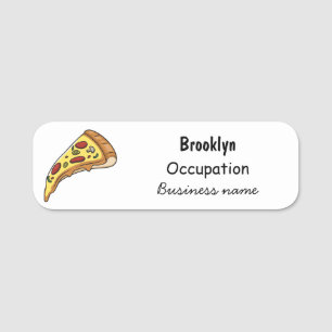 Pizza cartoon illustration name tag