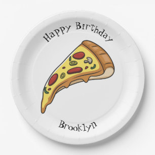Pizza cartoon illustration paper plate