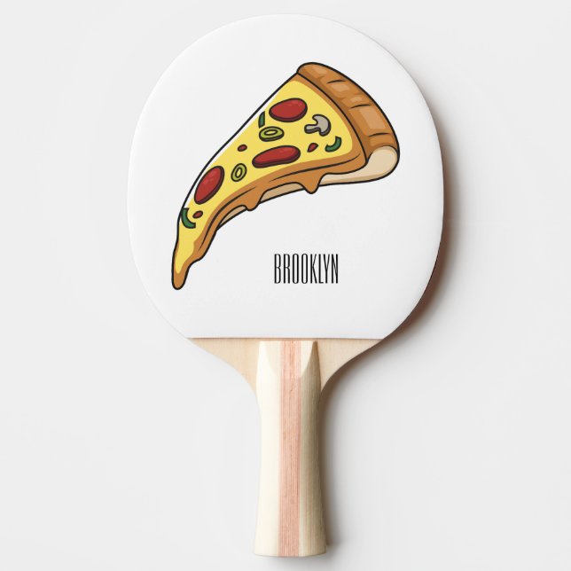 Pizza cartoon illustration ping pong paddle (Front)
